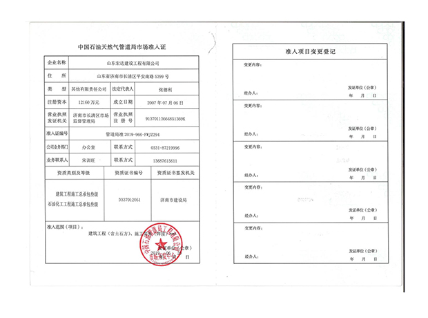 石油天然气市场准入证